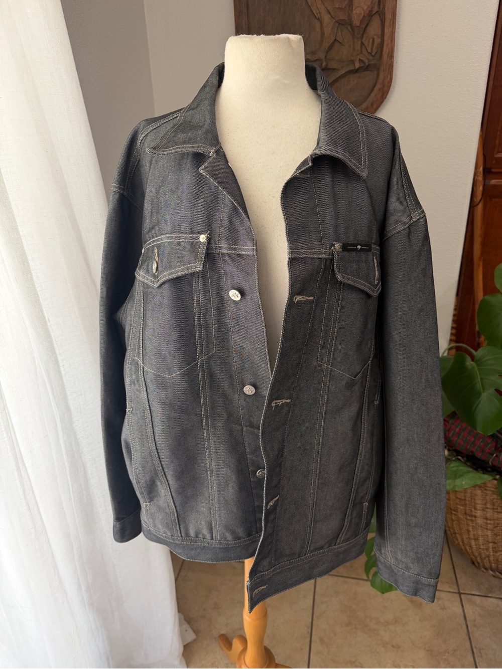 Pure Playaz Denim Jacket XL Black Gray Industrial Streetwear Y2K